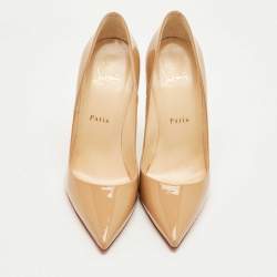 Pre Owned Christian Louboutin Beige Patent Leather So Kate Pumps Size 37.5
