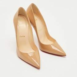 Pre Owned Christian Louboutin Beige Patent Leather So Kate Pumps Size 37.5