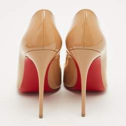 Pre Owned Christian Louboutin Beige Patent Leather So Kate Pumps Size 37.5
