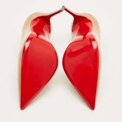 Pre Owned Christian Louboutin Beige Patent Leather So Kate Pumps Size 37.5