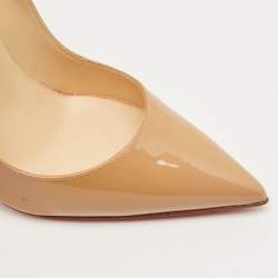 Pre Owned Christian Louboutin Beige Patent Leather So Kate Pumps Size 37.5