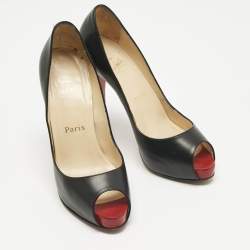 Pre Owned Christian Louboutin Black Leather New Very Prive Pumps Size 37.5