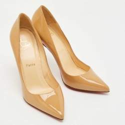 Pre Owned Christian Louboutin Beige Patent Leather Pigalle Pumps Size 37