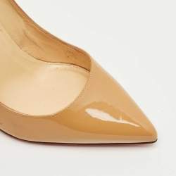 Pre Owned Christian Louboutin Beige Patent Leather Pigalle Pumps Size 37