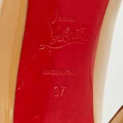 Pre Owned Christian Louboutin Beige Patent Leather Pigalle Pumps Size 37