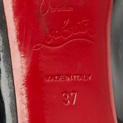 Pre Owned Christian Louboutin Black Patent Leather Very Prive Peep Toe Pumps Size 37