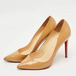 Pre Owned Christian Louboutin Beige Patent Leather So Kate Pumps Size 41