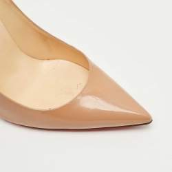 Pre Owned Christian Louboutin Beige Patent Leather Decollete Pumps Size 38