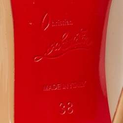 Pre Owned Christian Louboutin Beige Patent Leather Decollete Pumps Size 38