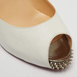 Pre Owned Christian Louboutin White Leather New Very Prive Peep Toe Pumps Size 41