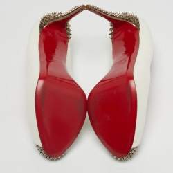 Pre Owned Christian Louboutin White Leather New Very Prive Peep Toe Pumps Size 41