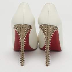 Pre Owned Christian Louboutin White Leather New Very Prive Peep Toe Pumps Size 41