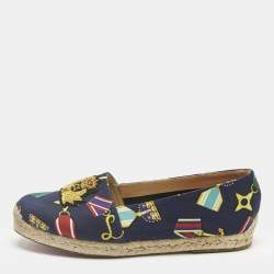 Pre Owned Christian Louboutin Multicolor Canvas Galia Espadrille Flats Size 38