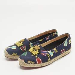 Pre Owned Christian Louboutin Multicolor Canvas Galia Espadrille Flats Size 38