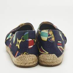 Pre Owned Christian Louboutin Multicolor Canvas Galia Espadrille Flats Size 38