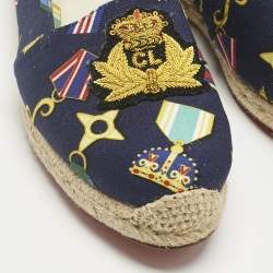 Pre Owned Christian Louboutin Multicolor Canvas Galia Espadrille Flats Size 38
