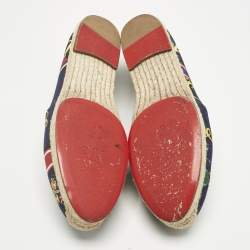 Pre Owned Christian Louboutin Multicolor Canvas Galia Espadrille Flats Size 38