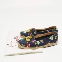 Pre Owned Christian Louboutin Multicolor Canvas Galia Espadrille Flats Size 38