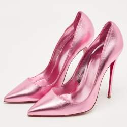Pre Owned Christian Louboutin Metallic Leather So Kate Pumps Size 39