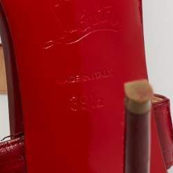Pre Owned Christian Louboutin Red Alligator Leather Ankle Strap Sandals Size 39.5