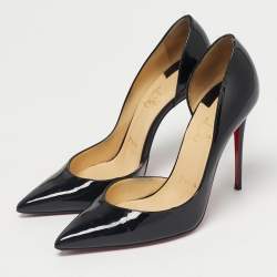 Pre Owned Christian Louboutin Black Patent Leather Iriza D'orsay Pumps Size 37.5