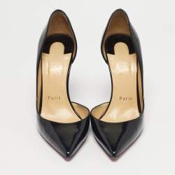 Pre Owned Christian Louboutin Black Patent Leather Iriza D'orsay Pumps Size 37.5