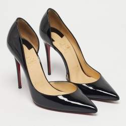 Pre Owned Christian Louboutin Black Patent Leather Iriza D'orsay Pumps Size 37.5