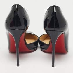 Pre Owned Christian Louboutin Black Patent Leather Iriza D'orsay Pumps Size 37.5