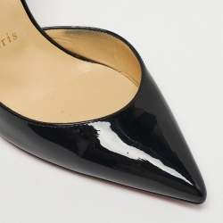 Pre Owned Christian Louboutin Black Patent Leather Iriza D'orsay Pumps Size 37.5