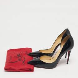 Pre Owned Christian Louboutin Black Patent Leather Iriza D'orsay Pumps Size 37.5