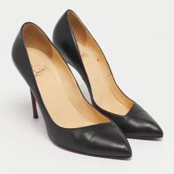 Pre Owned Christian Louboutin Black Leather Corneille Pumps Size 39