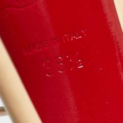 Pre Owned Christian Louboutin Pink/Beige Lurex Fabric and Leather Baila Spike Ankle Strap Pumps Size 36.5