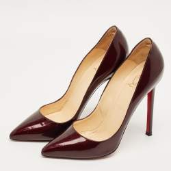 Pre Owned Christian Louboutin Burgundy Patent Leather Pigalle Pumps Size 37