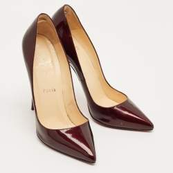 Pre Owned Christian Louboutin Burgundy Patent Leather Pigalle Pumps Size 37