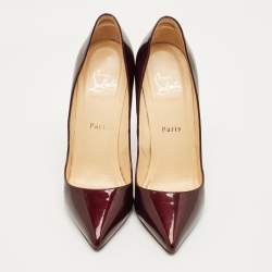 Pre Owned Christian Louboutin Burgundy Patent Leather Pigalle Pumps Size 37