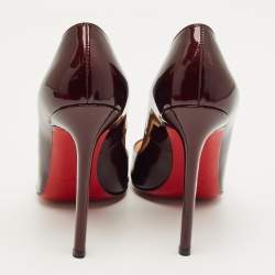 Pre Owned Christian Louboutin Burgundy Patent Leather Pigalle Pumps Size 37