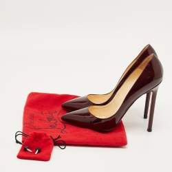 Pre Owned Christian Louboutin Burgundy Patent Leather Pigalle Pumps Size 37