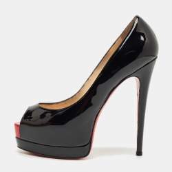 Pre Owned Christian Louboutin Black Patent Leather Palais Royal Pumps Size 38