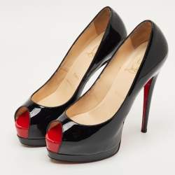 Pre Owned Christian Louboutin Black Patent Leather Palais Royal Pumps Size 38