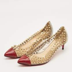 Pre Owned Christian Louboutin Tricolor Karung Leather and PVC Spike Me Pumps Size 37