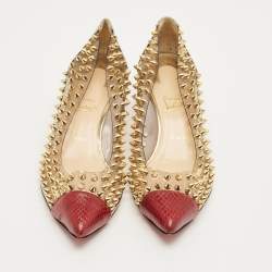 Pre Owned Christian Louboutin Tricolor Karung Leather and PVC Spike Me Pumps Size 37