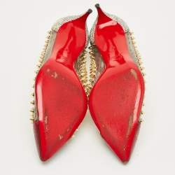 Pre Owned Christian Louboutin Tricolor Karung Leather and PVC Spike Me Pumps Size 37