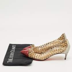 Pre Owned Christian Louboutin Tricolor Karung Leather and PVC Spike Me Pumps Size 37