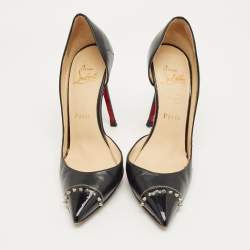 Pre Owned Christian Louboutin Black Leather Culturella Pointed Toe D'orsay Pumps Size 35.5