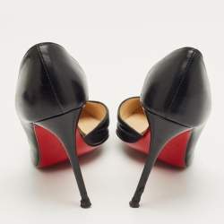 Pre Owned Christian Louboutin Black Leather Culturella Pointed Toe D'orsay Pumps Size 35.5
