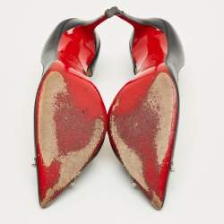 Pre Owned Christian Louboutin Black Leather Culturella Pointed Toe D'orsay Pumps Size 35.5