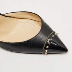 Pre Owned Christian Louboutin Black Leather Culturella Pointed Toe D'orsay Pumps Size 35.5