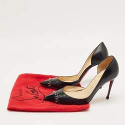 Pre Owned Christian Louboutin Black Leather Culturella Pointed Toe D'orsay Pumps Size 35.5