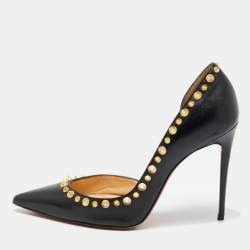 Pre Owned Christian Louboutin Black Leather Irishell Pumps Size 36.5
