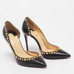 Pre Owned Christian Louboutin Black Leather Irishell Pumps Size 36.5